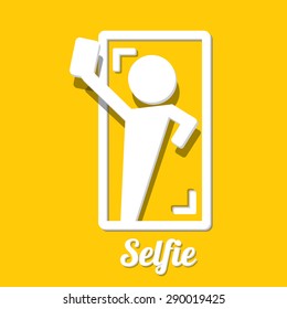 Taking Selfie Photo on Smart Phone concept icon set. vector illustration