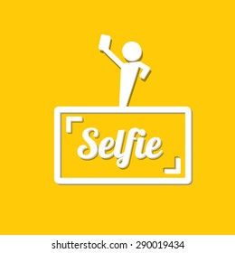 Taking Selfie Photo on Smart Phone concept icon set. vector illustration