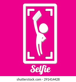 Taking Selfie Photo on Smart Phone concept icon set. vector illustration