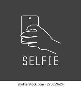Taking Selfie Photo on Smart Phone concept icon set. vector illustration