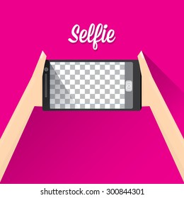 Taking Selfie Photo on Smart Phone concept illustration. vector illustration