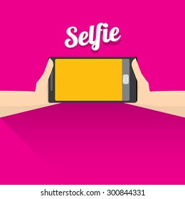 Taking Selfie Photo on Smart Phone concept illustration. vector illustration