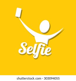 Taking Selfie Photo on Smart Phone concept icon set. vector abstract illustration