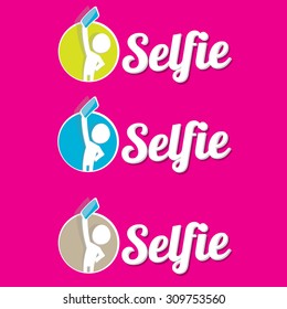 Taking Selfie Photo on Smart Phone concept icon set. vector abstract illustration