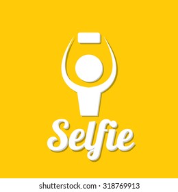 Taking Selfie Photo on Smart Phone concept icon set. vector illustration