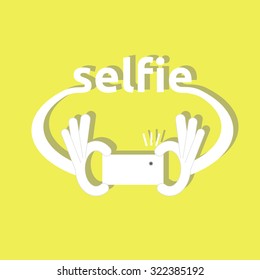 Taking Selfie Photo on Smart Phone concept. vector illustration