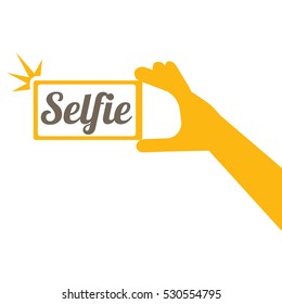 Taking Selfie Photo on Smart Phone concept icon. vector Selfie label or Selfie badge on isolated on white