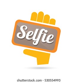 Taking Selfie Photo on Smart Phone concept icon. vector Selfie label or Selfie badge on isolated on white