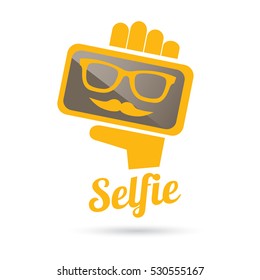 Taking Selfie Photo on Smart Phone concept icon. vector Selfie label or Selfie badge on isolated on white