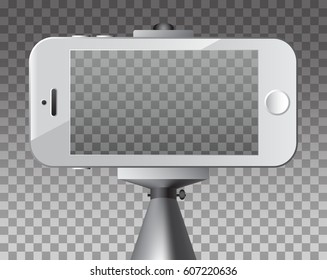 Taking Selfie Photo with stick. Transparency background.
Vector Illustration