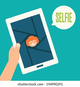 Taking a selfie photo, vector