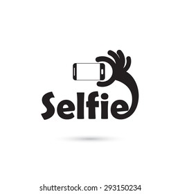 Taking selfie portrait photo on smart phone concept icon. Selfie concept design element. Vector illustration