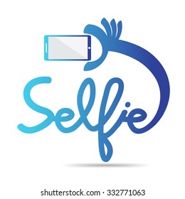 Taking selfie portrait photo on smart phone concept icon