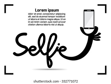 Taking selfie portrait photo on smart phone concept