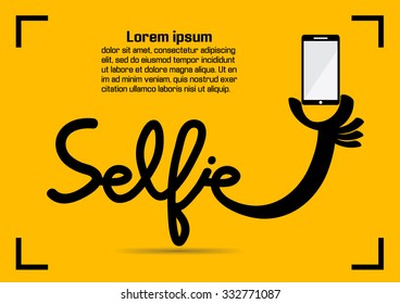 Taking selfie portrait photo on smart phone concept