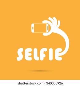 Taking selfie portrait photo on smart phone concept icon. Selfie concept design element. Vector illustration