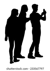 taking selfie, silhouette vector