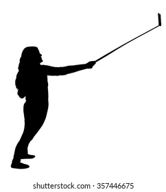 taking selfie, silhouette vector