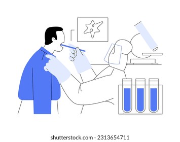 Taking virus samples abstract concept vector illustration. Doctor in protective suit taking patients virus samples, Covid19 pandemic, medical research, microbiology sector abstract metaphor.
