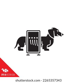 Taking an X-ray image of a Dachshund vector glyph icon