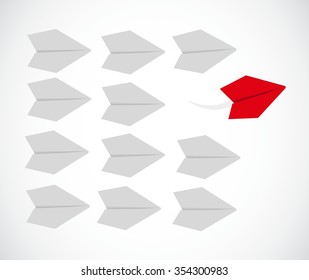 taking your own decisions concept. paper airplanes illustration