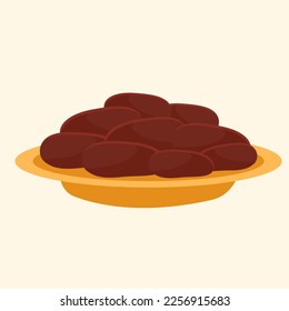 Takjil sweet dates for breaking the fast in the month of Ramadan flat vector illustration