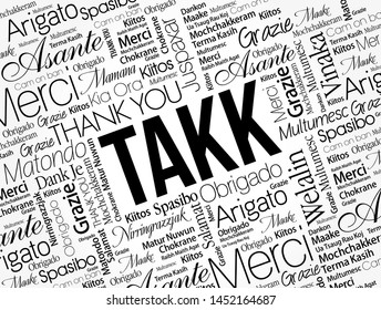 Takk (Thank You in Icelandic) Word Cloud in different languages