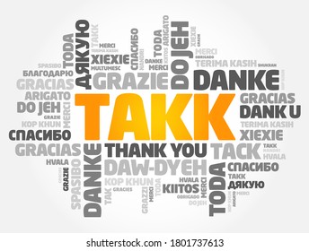 Takk (Thank You in Icelandic) Word Cloud in different languages