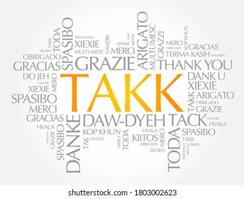 Takk (Thank You in Icelandic) Word Cloud in different languages