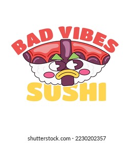 Tako Nigiri Sushi or Octopus on Japanese Rice Trendy Cartoon