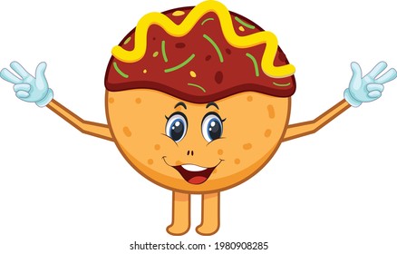 Takoyaki cartoon vector art and illustration