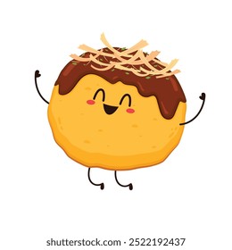 Caractere Takoyaki. vetor. Takoyaki no fundo branco. Takoyaki isolado.