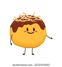 Takoyaki character. vector. Takoyaki on white background. Takoyaki isolated.