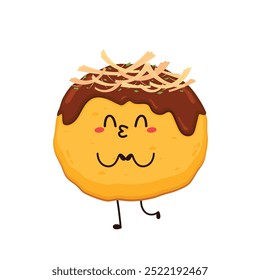 Caractere Takoyaki. vetor. Takoyaki no fundo branco. Takoyaki isolado.