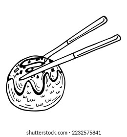 Takoyaki and chopsticks vector. free space for text. wallpaper. japan food.