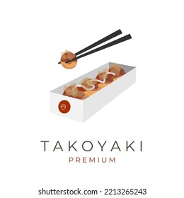 Takoyaki fast food japanese street food vector illustration logo
