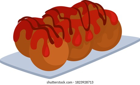 Takoyaki food, illustration, vector on white background