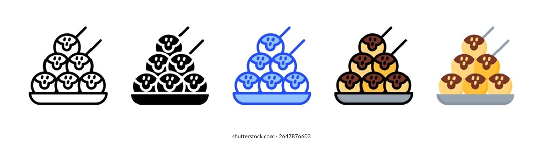 Coleção De Ícones Takoyaki Com Vários Estilos