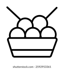 Takoyaki icon illustration in line style. Perfect for website mobile app presentation. Suitable for any user interface and user experience