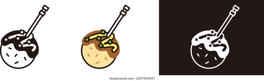 Takoyaki icon illustration. Traditional Japanese food, festival and street food.