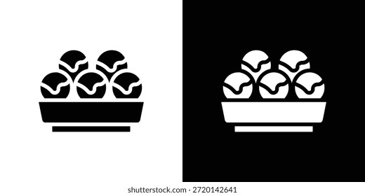 Diseño del Vector del sistema del icono de Takoyaki para el concepto y el Diseño web móviles.