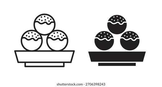 Icono de Takoyaki Ilustración vectorial. Diseño plano. Símbolos de Vector de Diseño gráfico.