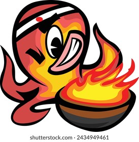 Takoyaki Japan Tasty Cartoon Vector Drawing Illustration