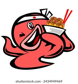 Takoyaki Japan Tasty Cartoon Vector Drawing Illustration