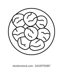 takoyaki japanese food line icon vector. takoyaki japanese food sign. isolated contour symbol black illustration