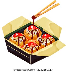 Takoyaki japanese food vector illustration