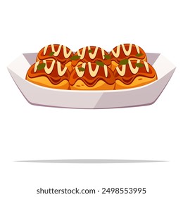 Ilustración aislada del Vector de comida japonesa de Takoyaki