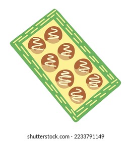 Takoyaki - Japanese snack - octopus ball. Simple hand drawn doodle vector illustration isolated on white background. Asian food