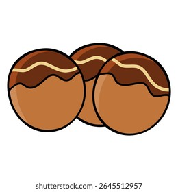 takoyaki japanese traditional food snack flat color vector illustration template design