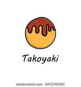 Takoyaki Logo Flat Design. Japanese Street Food Icon.